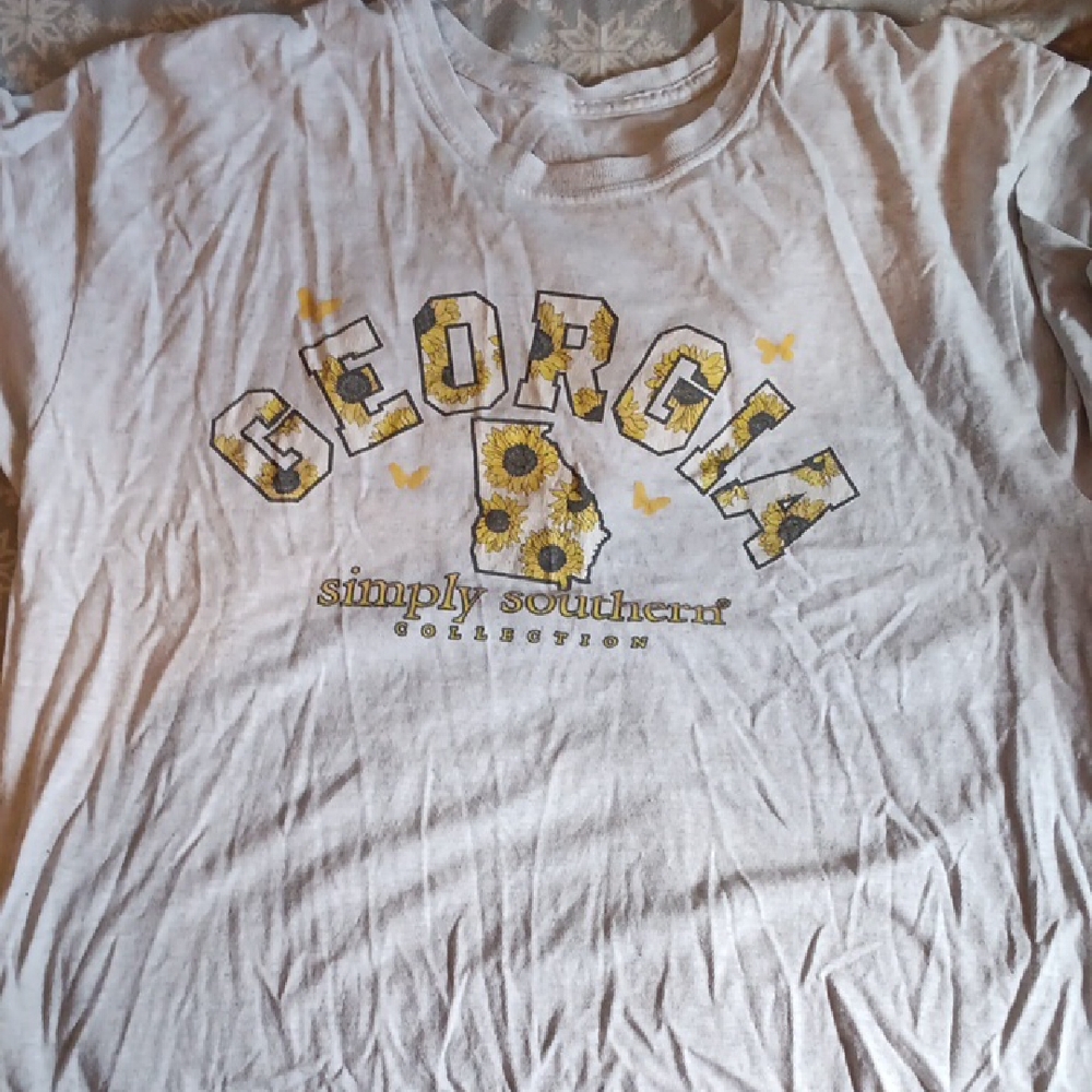 Simply Southern White Georgia Tee with Yellow Sunflower Accents